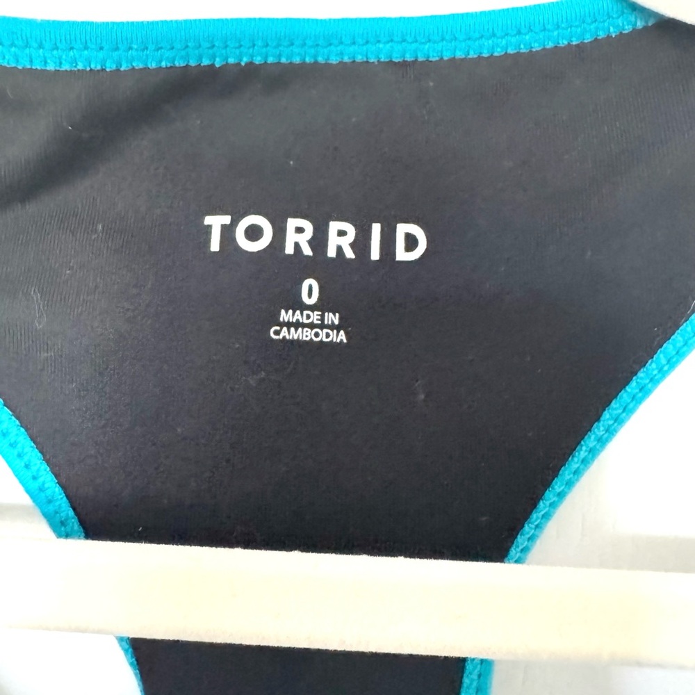 Torrid Black and Blue Sports Bra with Racerback - Picture 2 of 3